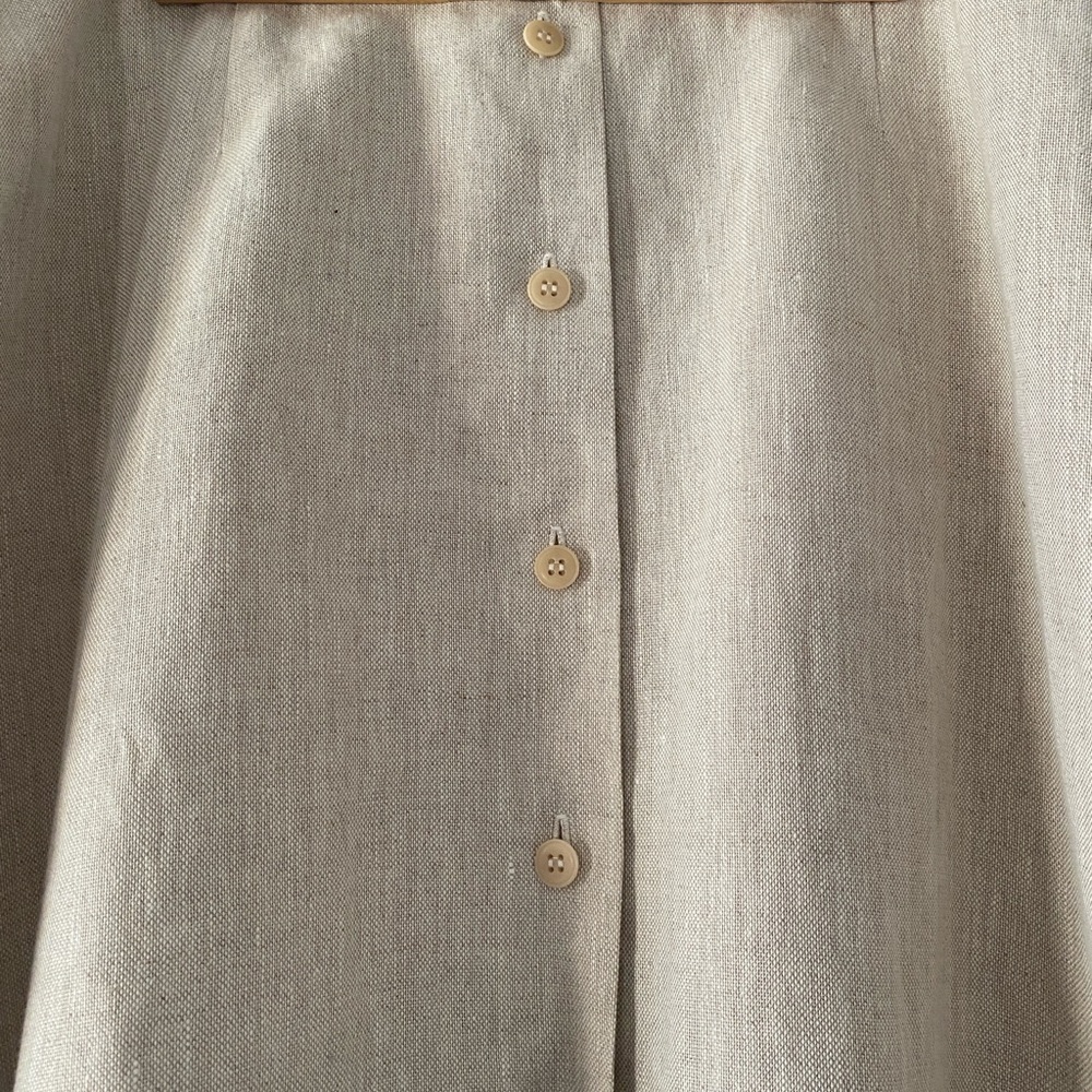 Telluride Clothing Company 100% Linen  Natural Button-Front A-Line Skirt NWT - Picture 3 of 6
